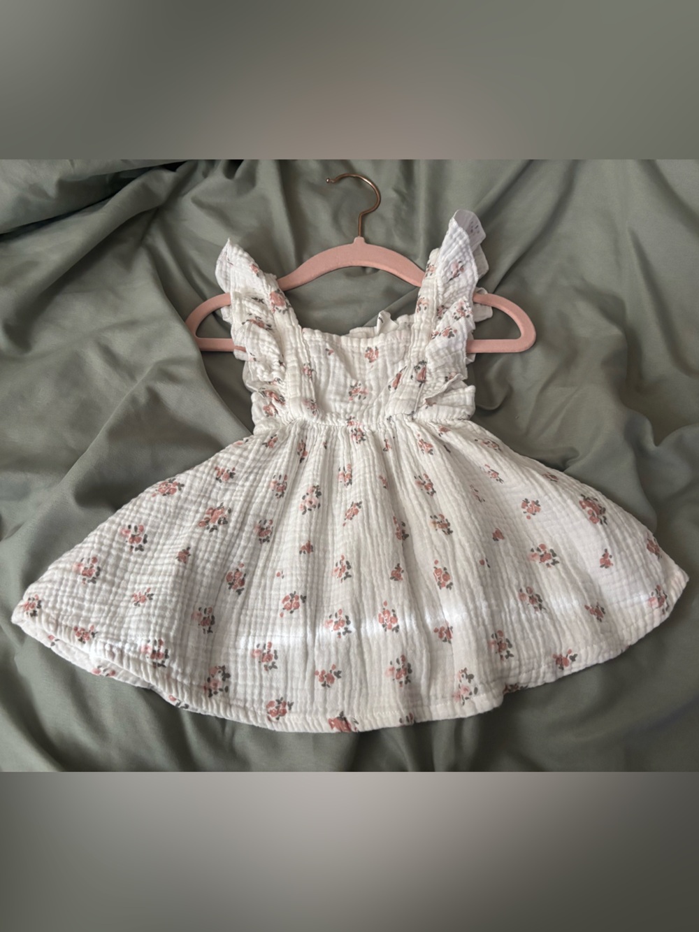 SHEIN White Pink Floral Ruffle Dress